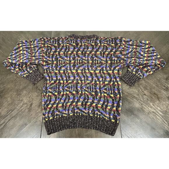 Vtg A.J. Tremont Silk Blend Knit Pullover Sweater Size L Geometric Multicolor - Picture 8 of 9